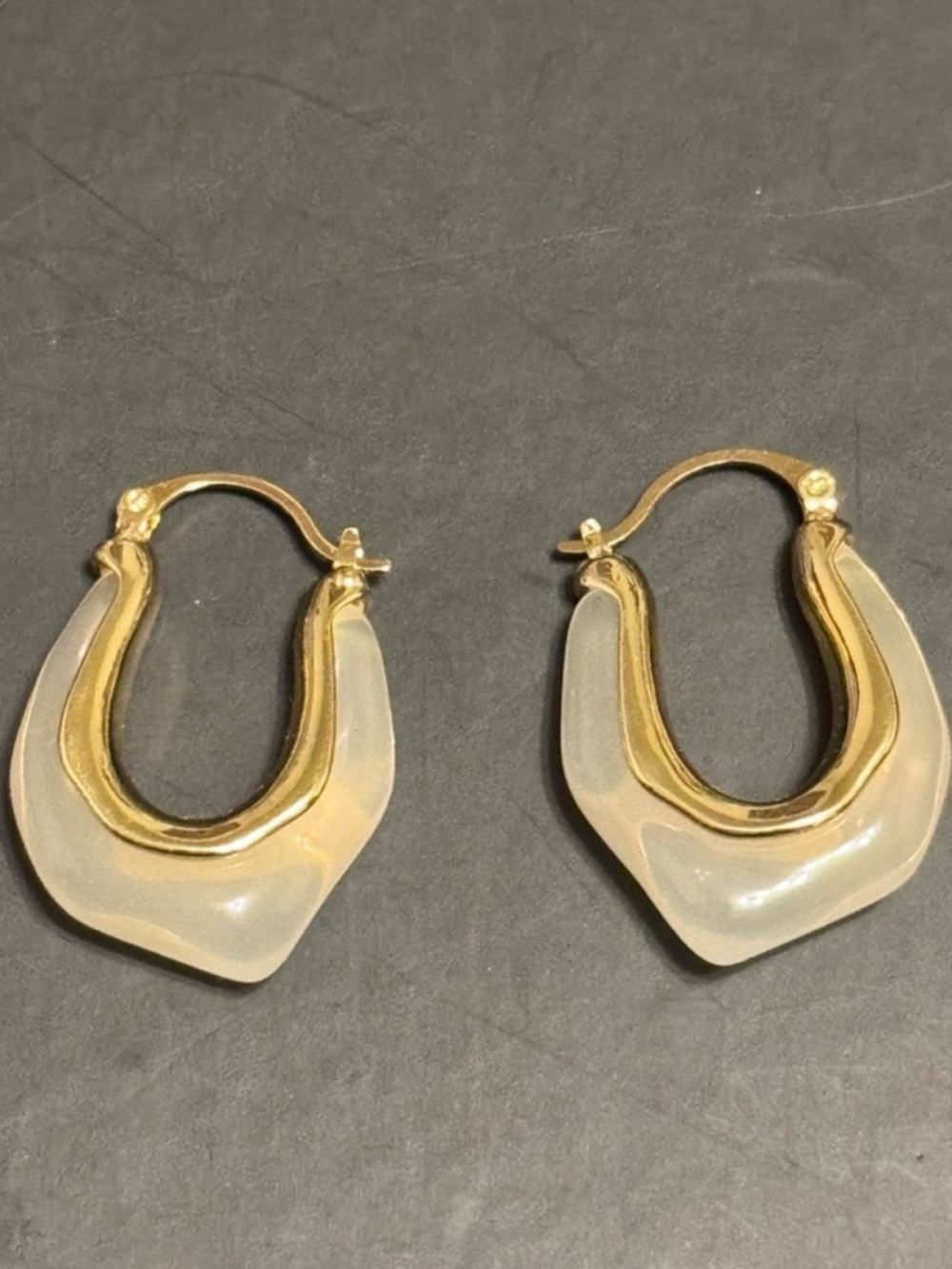 Gold and Opalescent Hoop Earrings - Picture 4 of 4